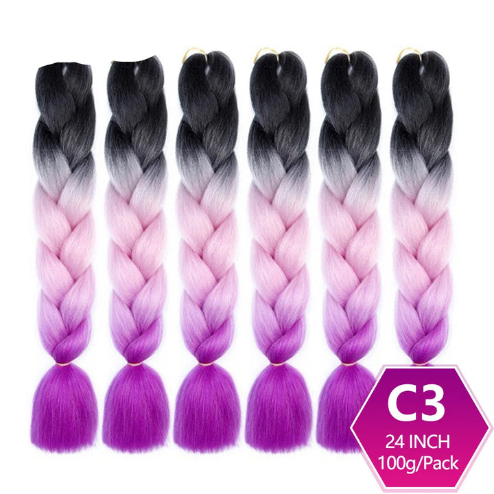 6 Packs 24 Inch Ombre Jumbo Braiding Hair – High-Temperature Synthetic Extensions for Twist & Crochet Braids