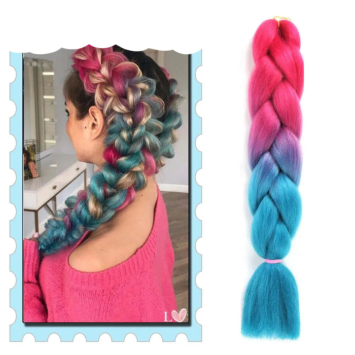 Braiding Hair Extensions for Women 4 Packs 24Inch High Temperature Ombre Jumbo Synthetic Braiding Hair for Twist Crochet Braids