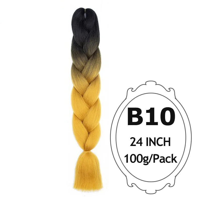 Braided hair extension with black to yellow gradient