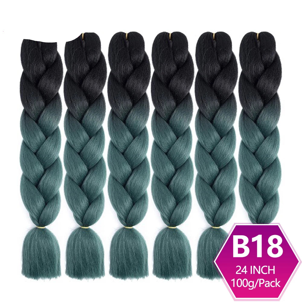 6 Packs 24 Inch Ombre Jumbo Braiding Hair – High-Temperature Synthetic Extensions for Twist & Crochet Braids
