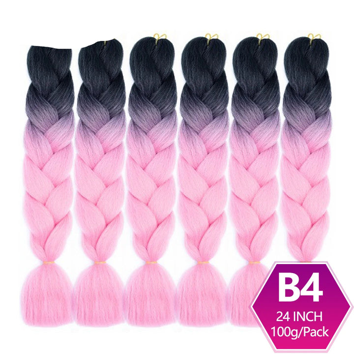 6 Packs 24 Inch Ombre Jumbo Braiding Hair – High-Temperature Synthetic Extensions for Twist & Crochet Braids