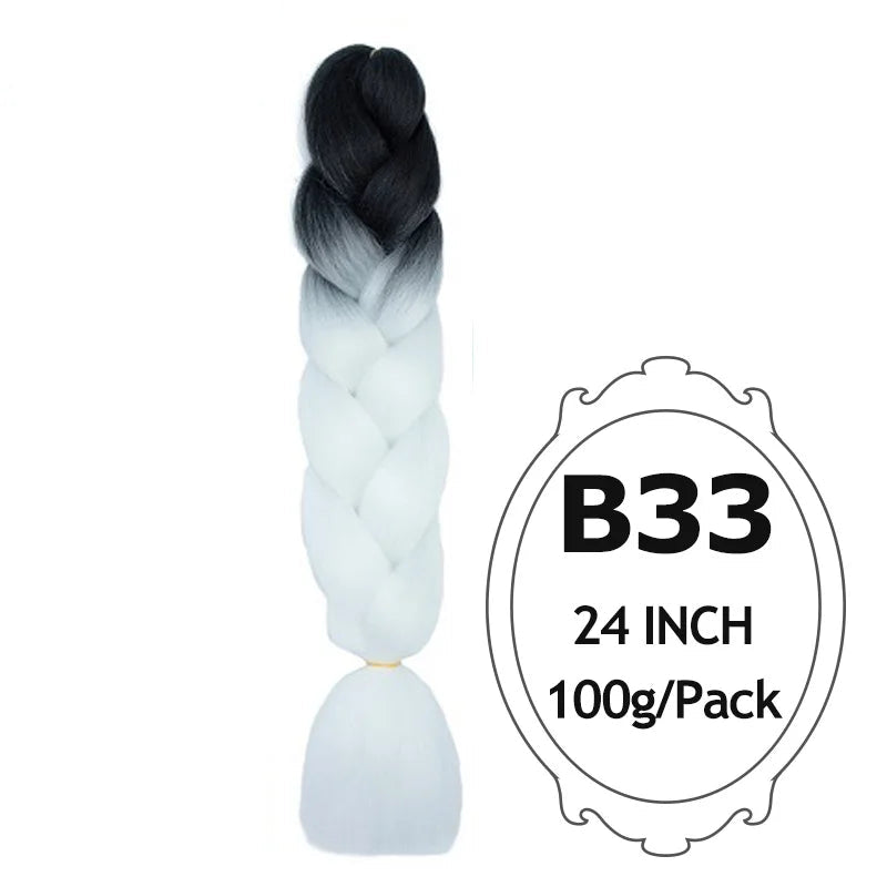24 Inch Ombre Jumbo Braiding Hair – 5 Packs Yaki Texture Synthetic Extensions for Box Braids