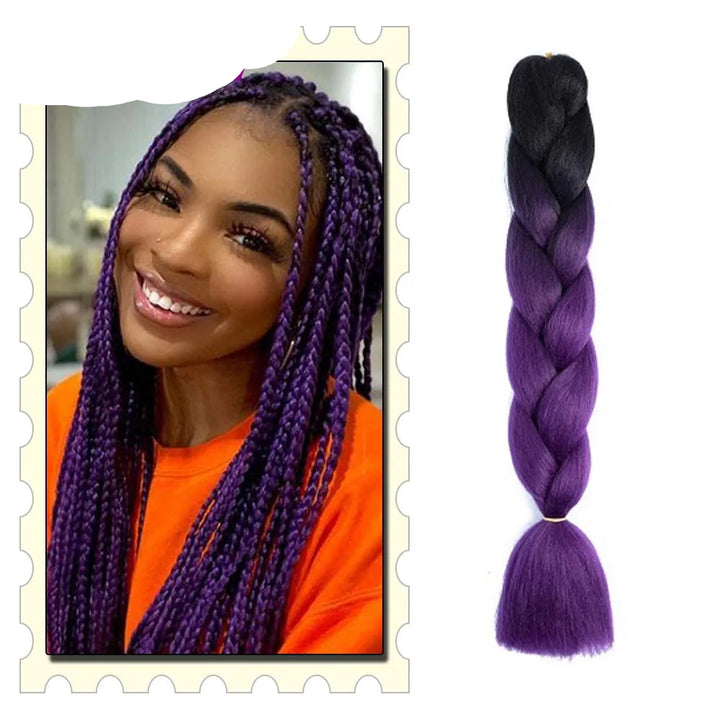 24" Pink Jumbo Braiding Hair – Yaki Texture Synthetic Bulk Extensions (Purple/Red/Green Options)