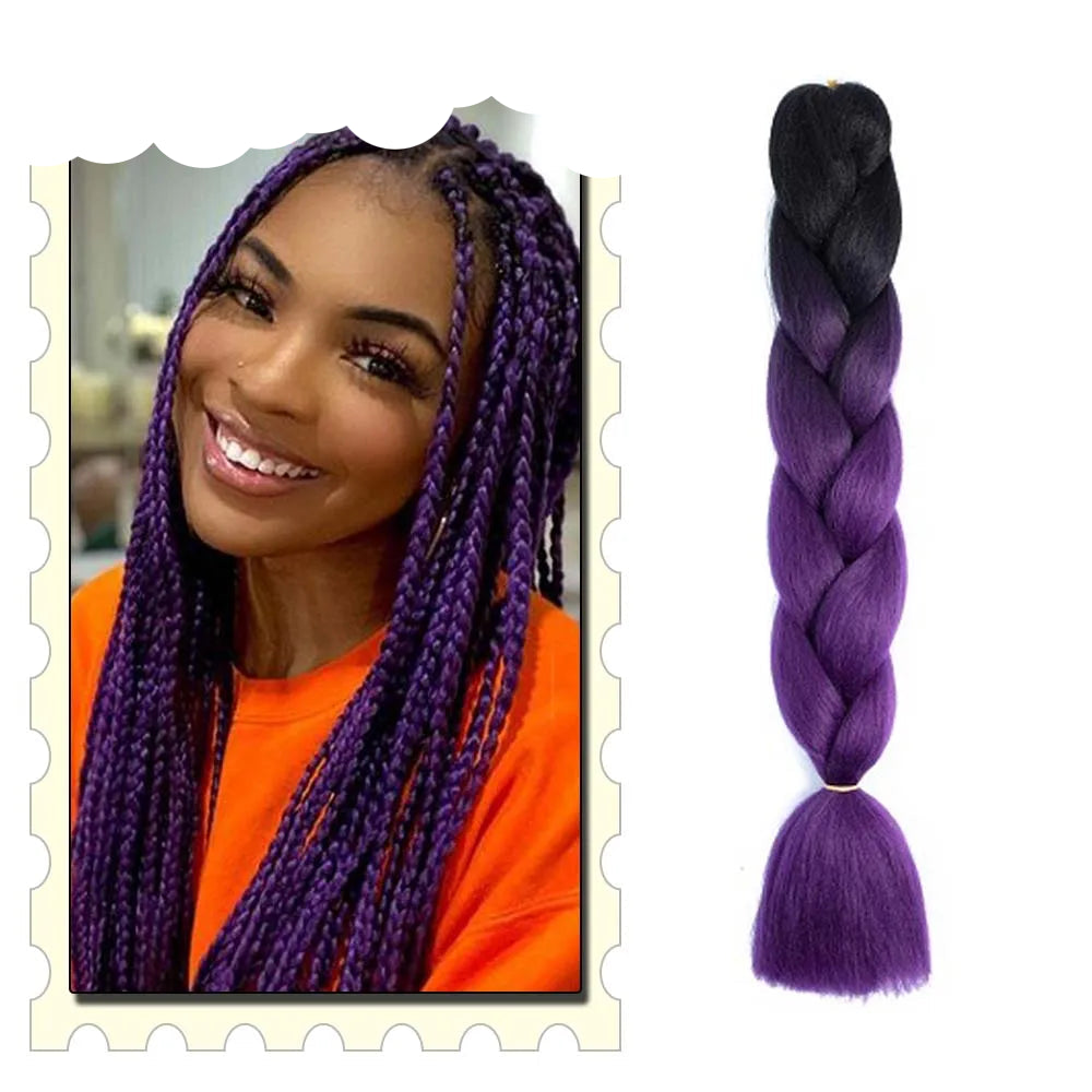 Synthetic Braiding Hair Extensions – Ombre Jumbo Braid Hair for Women, Wholesale DIY Hairstyle (Pink, Purple, Yellow)