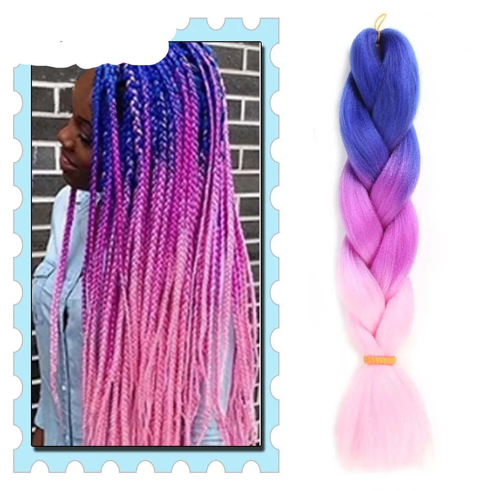 Synthetic Braiding Hair 24 Inch – Kanekalon Ombre Pre-Stretched Jumbo Braids