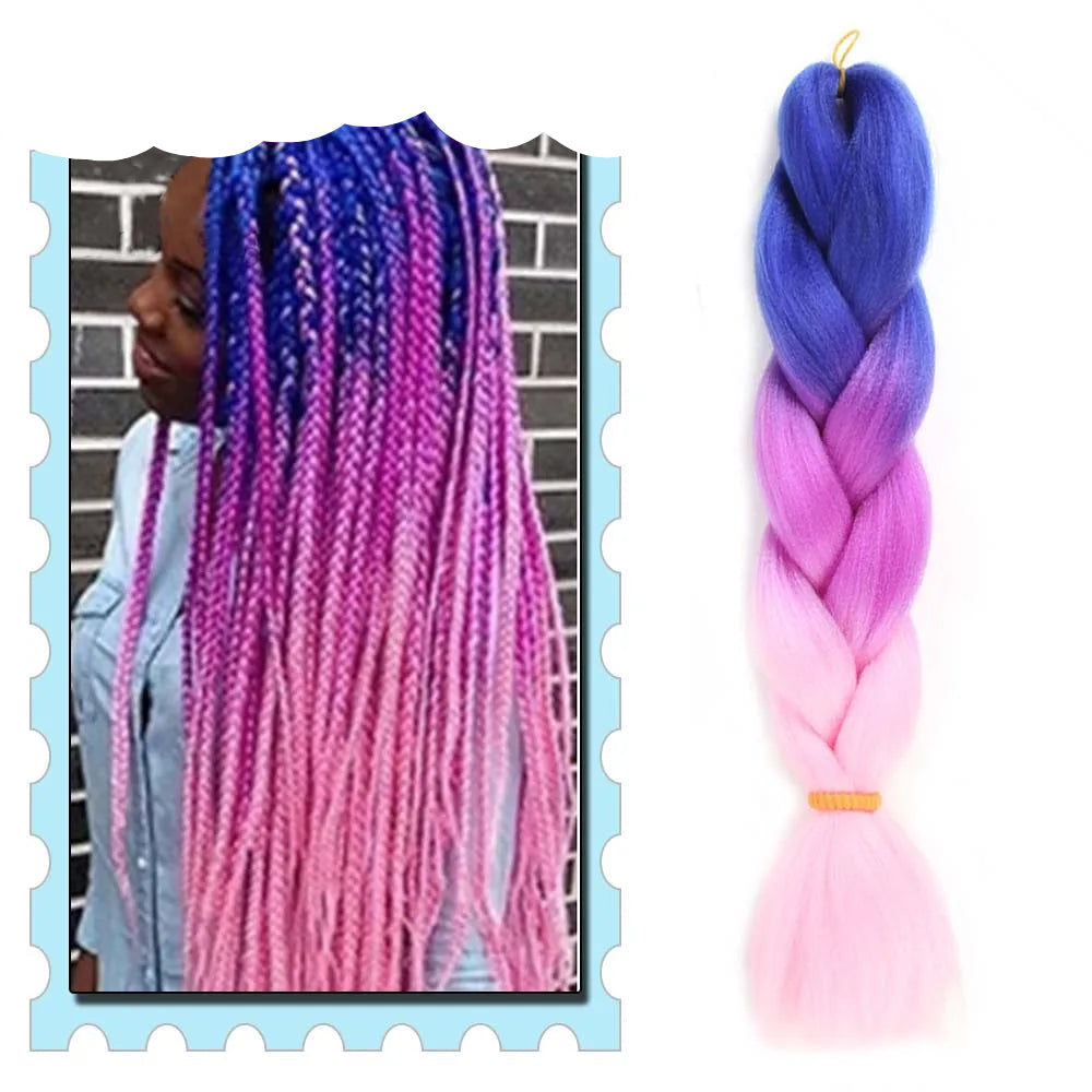 Braiding Hair Extensions for Women 4 Packs 24Inch High Temperature Ombre Jumbo Synthetic Braiding Hair for Twist Crochet Braids