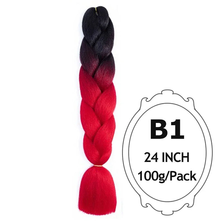 24" Pink Jumbo Braiding Hair – Yaki Texture Synthetic Bulk Extensions (Purple/Red/Green Options)