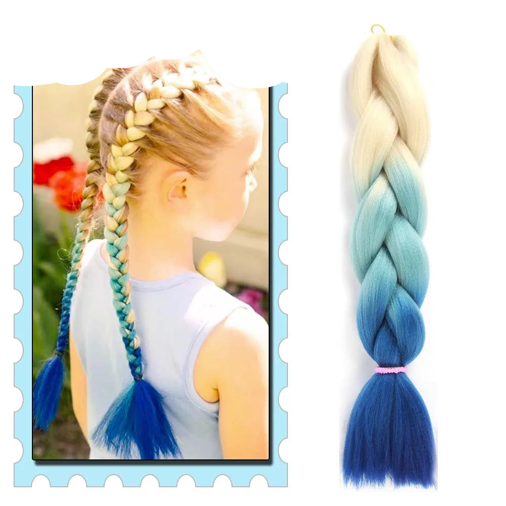 Braiding Hair Extensions for Women 4 Packs 24Inch High Temperature Ombre Jumbo Synthetic Braiding Hair for Twist Crochet Braids