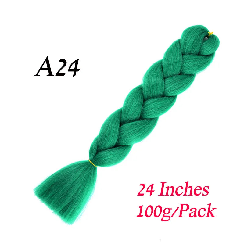 24 Inch Synthetic Jumbo Braiding Hair – Heat-Resistant Ombre Bulk Extensions for Braids