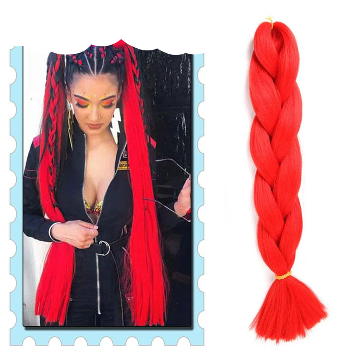 3/4/5/6 Packs Jumbo Braiding Hair 24 Inch Purple Jumbo Braids Hair Extensions for Women Synthetic Fiber Pink Blue Red Braid Hair