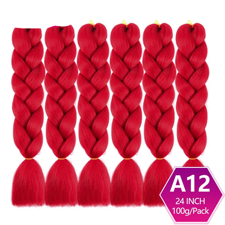 6 Packs 24 Inch Ombre Jumbo Braiding Hair – High-Temperature Synthetic Extensions for Twist & Crochet Braids