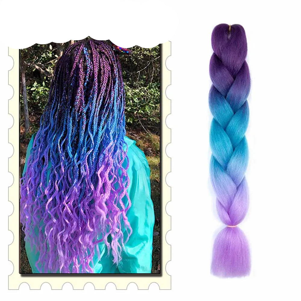Synthetic Braiding Hair Extensions – Ombre Jumbo Braid Hair for Women, Wholesale DIY Hairstyle (Pink, Purple, Yellow)