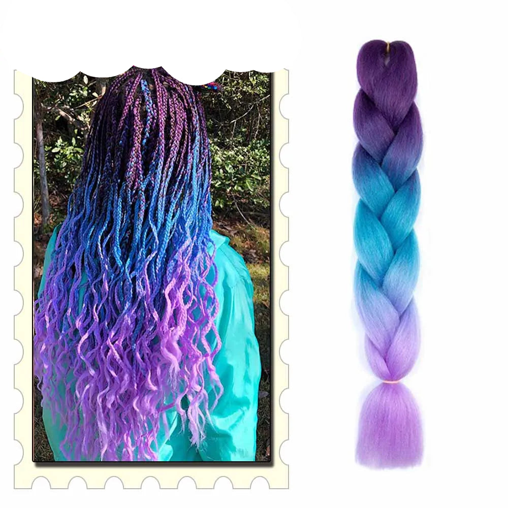 24" Pink Jumbo Braiding Hair – Yaki Texture Synthetic Bulk Extensions (Purple/Red/Green Options)