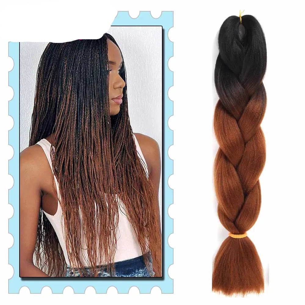 Synthetic Braiding Hair 24 Inch – Kanekalon Ombre Pre-Stretched Jumbo Braids