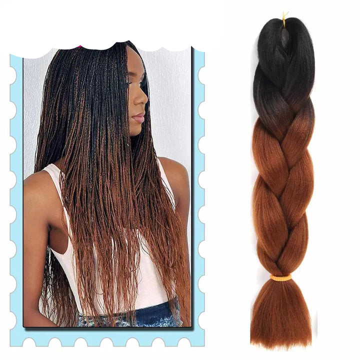 Braiding Hair Extensions for Women 4 Packs 24Inch High Temperature Ombre Jumbo Synthetic Braiding Hair for Twist Crochet Braids