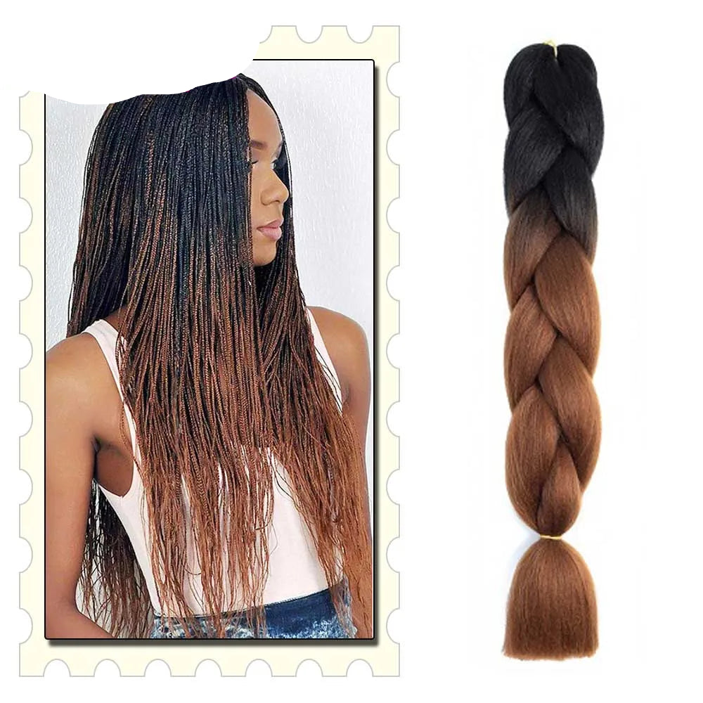 24" Pink Jumbo Braiding Hair – Yaki Texture Synthetic Bulk Extensions (Purple/Red/Green Options)