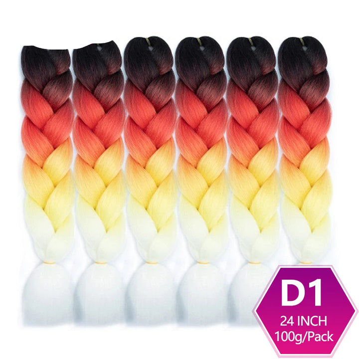6 Packs 24 Inch Ombre Jumbo Braiding Hair – High-Temperature Synthetic Extensions for Twist & Crochet Braids