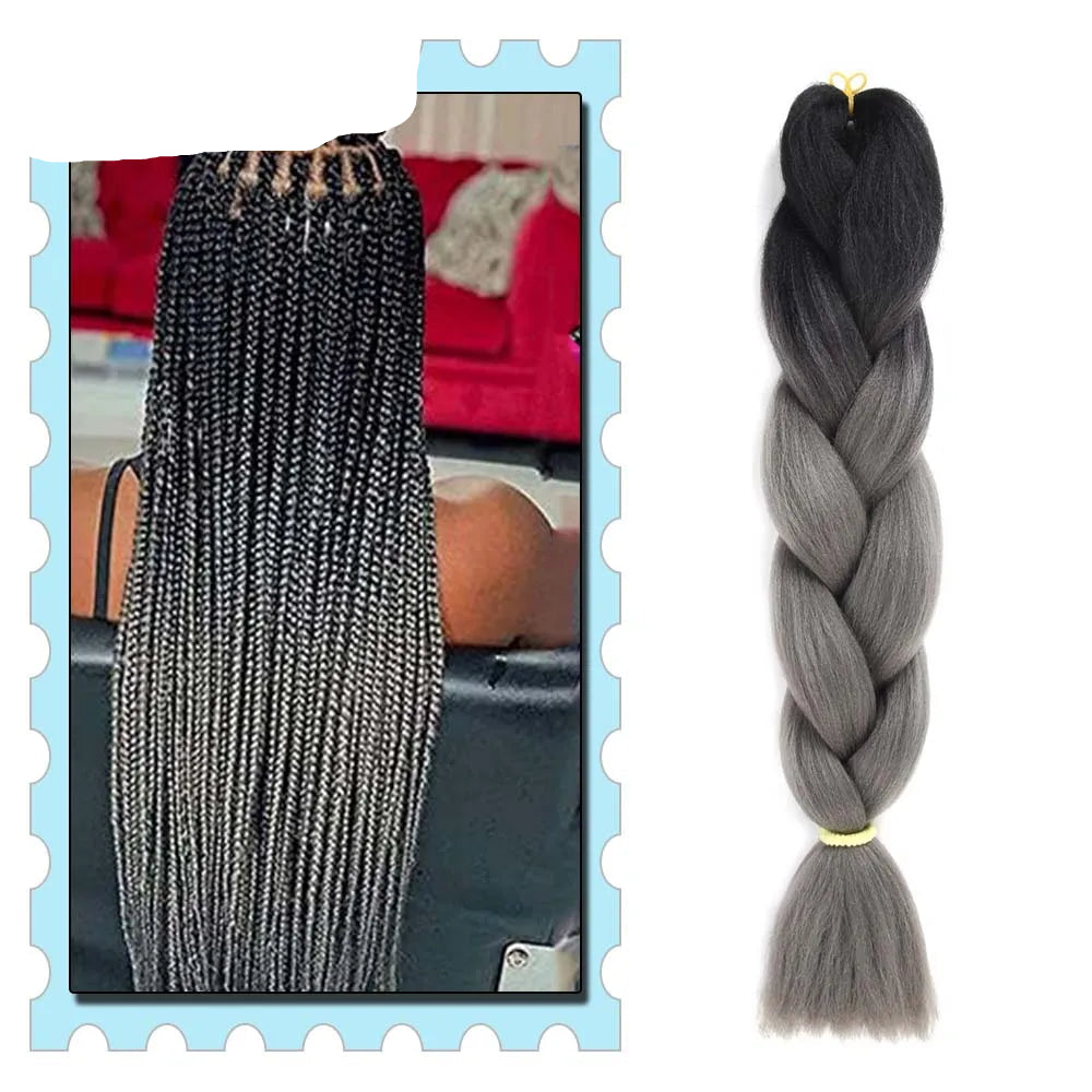 Synthetic Braiding Hair 24 Inch – Kanekalon Ombre Pre-Stretched Jumbo Braids