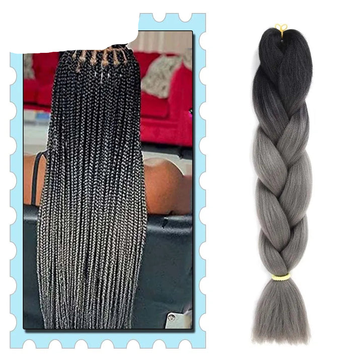 Synthetic Braiding Hair 24 Inch – Kanekalon Ombre Pre-Stretched Jumbo Braids