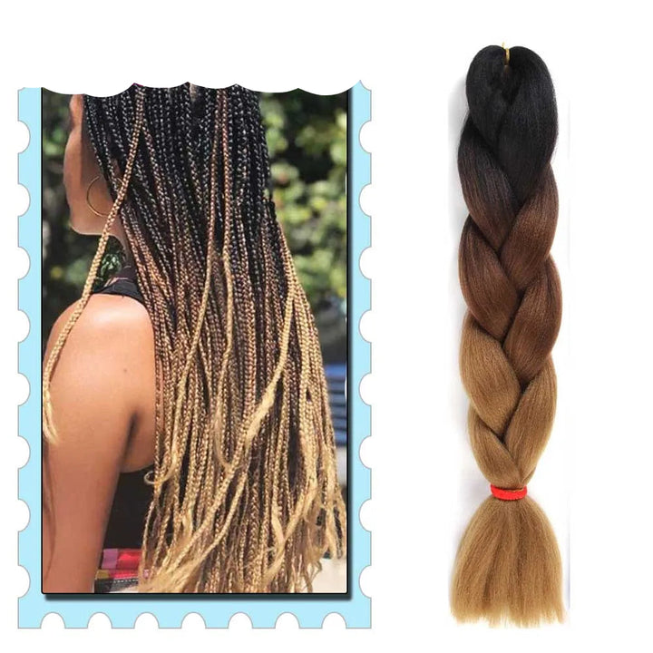 Braiding Hair Extensions for Women 4 Packs 24Inch High Temperature Ombre Jumbo Synthetic Braiding Hair for Twist Crochet Braids
