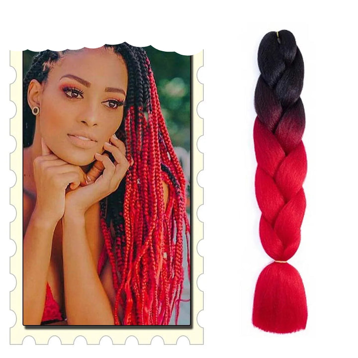 Synthetic Braiding Hair Extensions – Ombre Jumbo Braid Hair for Women, Wholesale DIY Hairstyle (Pink, Purple, Yellow)
