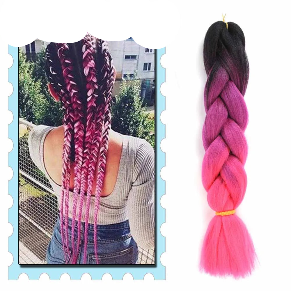 Braiding Hair Extensions for Women 4 Packs 24Inch High Temperature Ombre Jumbo Synthetic Braiding Hair for Twist Crochet Braids