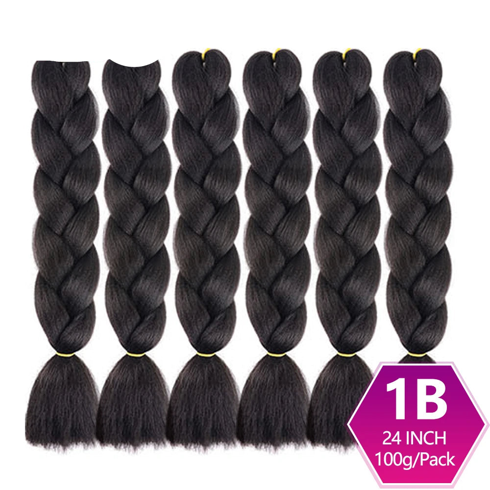 6 Packs 24 Inch Ombre Jumbo Braiding Hair – High-Temperature Synthetic Extensions for Twist & Crochet Braids