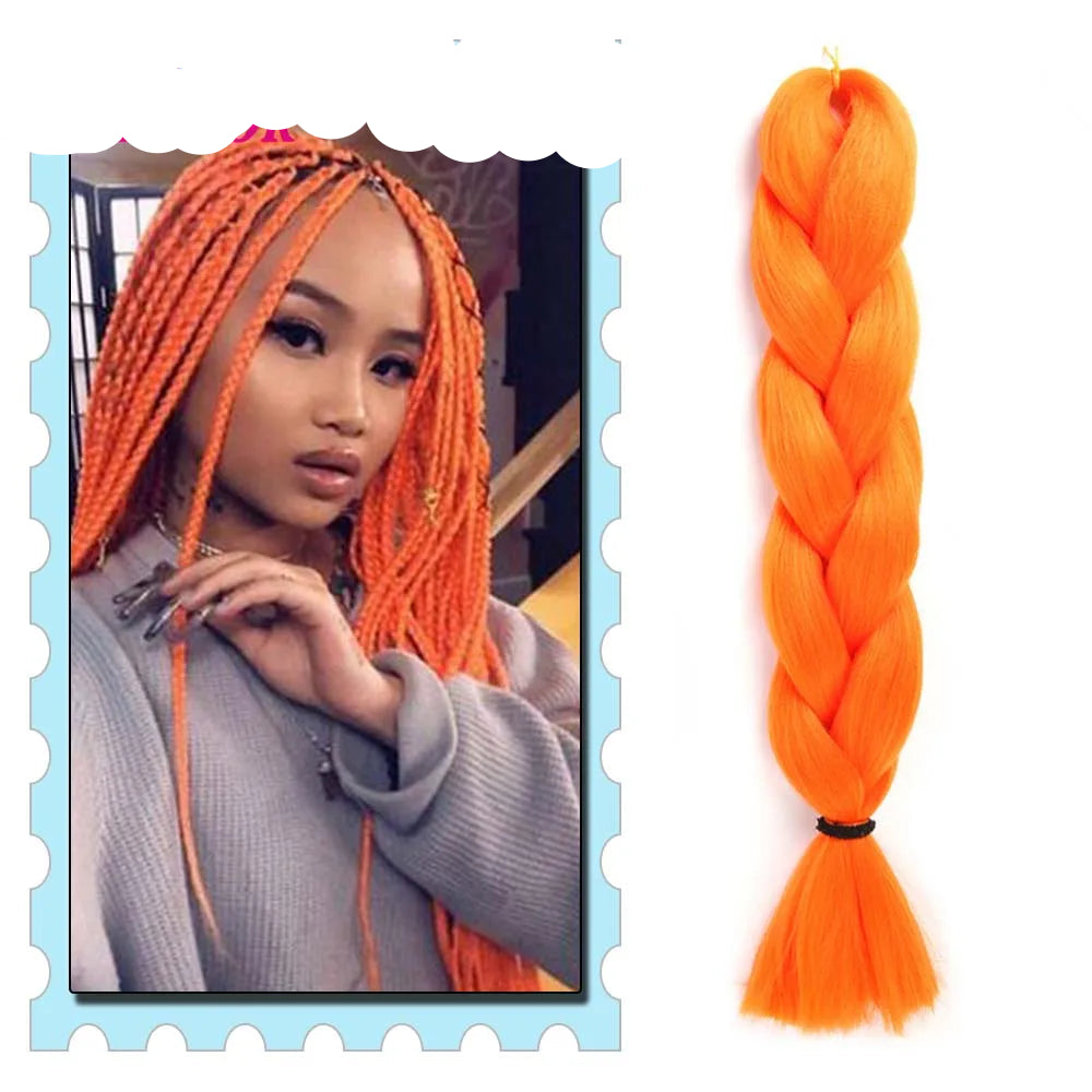 3/4/5/6 Packs Jumbo Braiding Hair 24 Inch Purple Jumbo Braids Hair Extensions for Women Synthetic Fiber Pink Blue Red Braid Hair