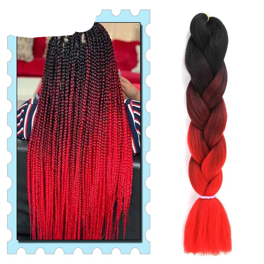 Synthetic Braiding Hair 24 Inch – Kanekalon Ombre Pre-Stretched Jumbo Braids