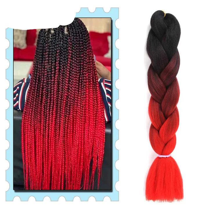 Synthetic Braiding Hair 24 Inch – Kanekalon Ombre Pre-Stretched Jumbo Braids