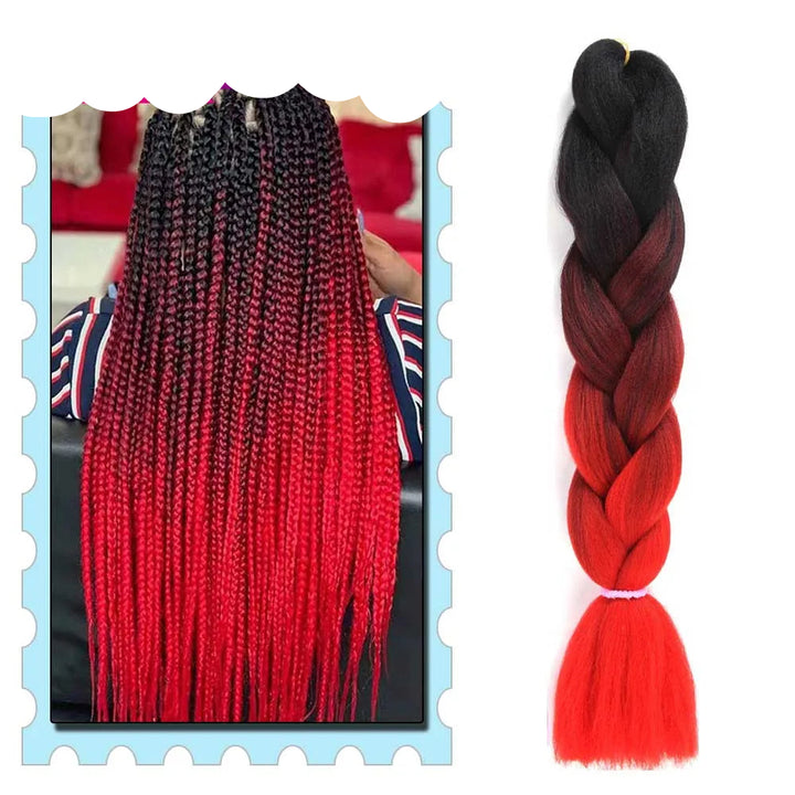 Braiding Hair Extensions for Women 4 Packs 24Inch High Temperature Ombre Jumbo Synthetic Braiding Hair for Twist Crochet Braids