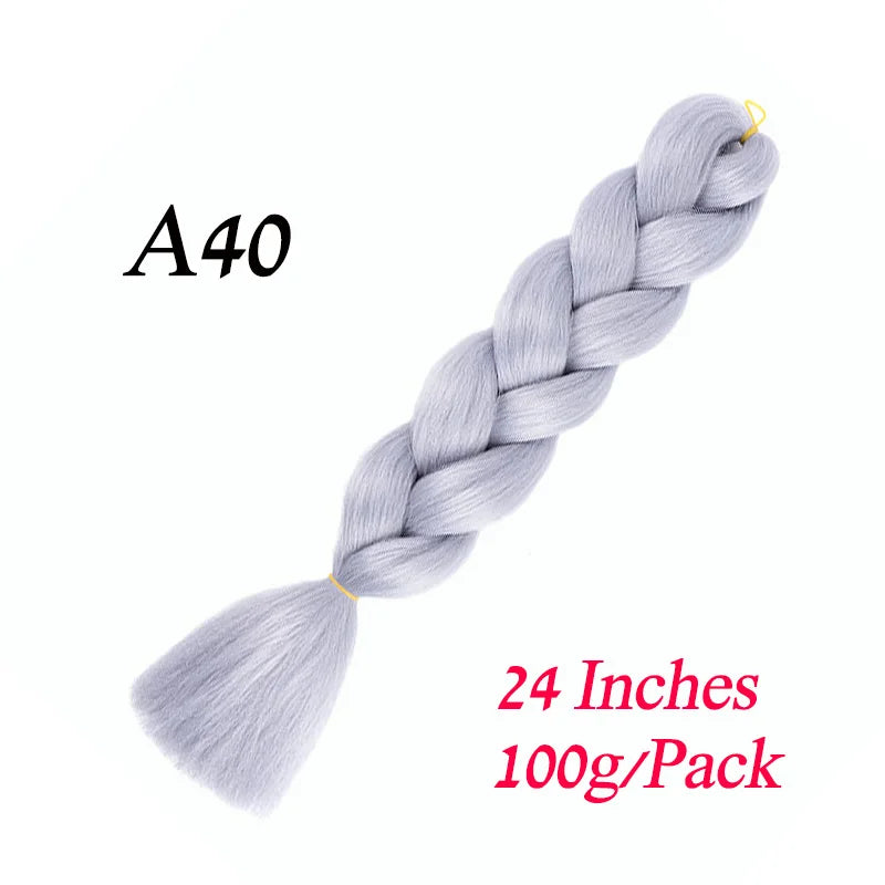 24 Inch Synthetic Ombre Jumbo Braiding Hair – DIY Braid Extensions for Women (Purple/Pink/Yellow/Red)