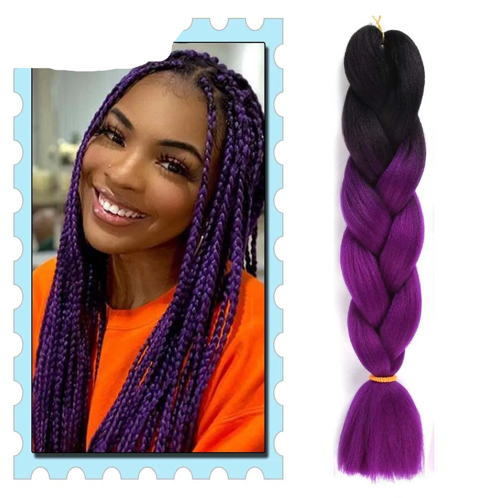 Purple braided hair extension 