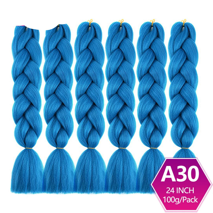 Blue braided hair extensions with on a white background