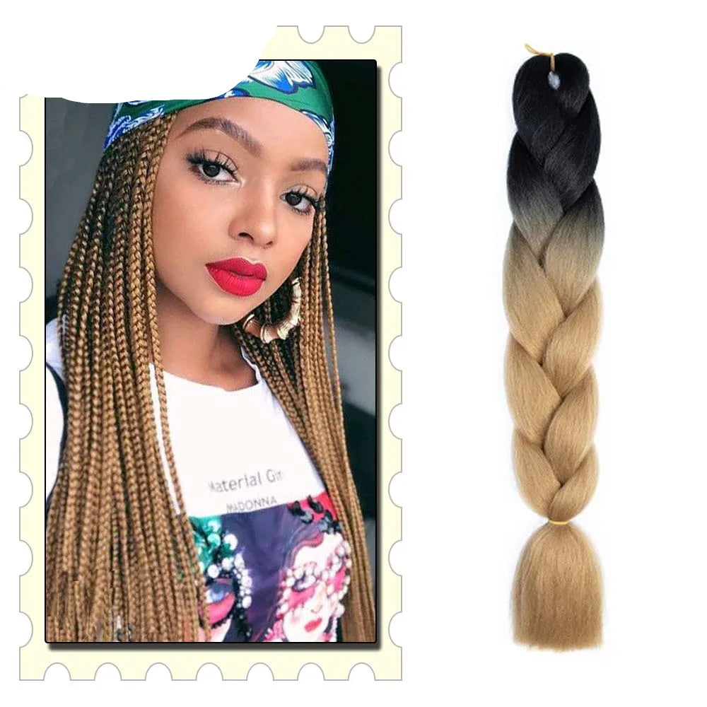 24" Pink Jumbo Braiding Hair – Yaki Texture Synthetic Bulk Extensions (Purple/Red/Green Options)