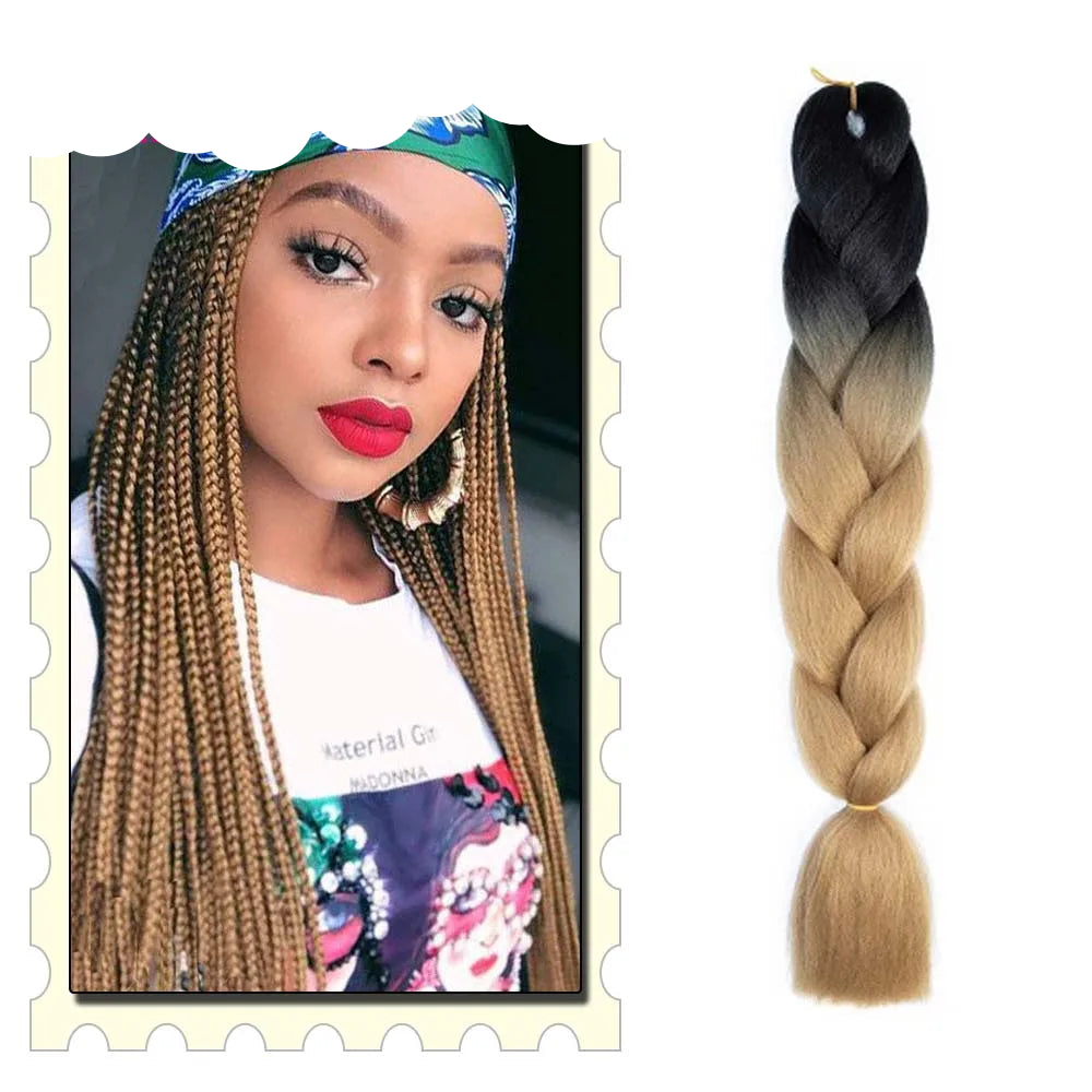 Synthetic Braiding Hair Extensions – Ombre Jumbo Braid Hair for Women, Wholesale DIY Hairstyle (Pink, Purple, Yellow)
