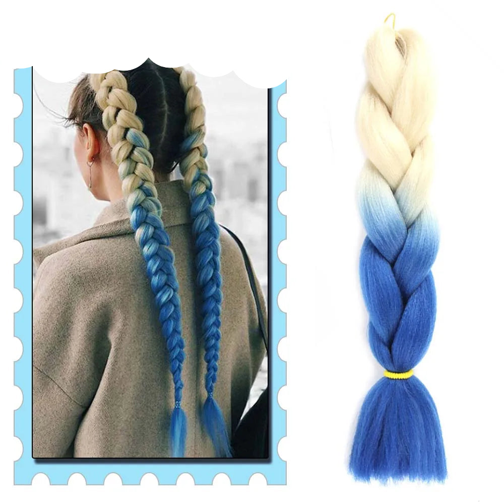 Braiding Hair Extensions for Women 4 Packs 24Inch High Temperature Ombre Jumbo Synthetic Braiding Hair for Twist Crochet Braids