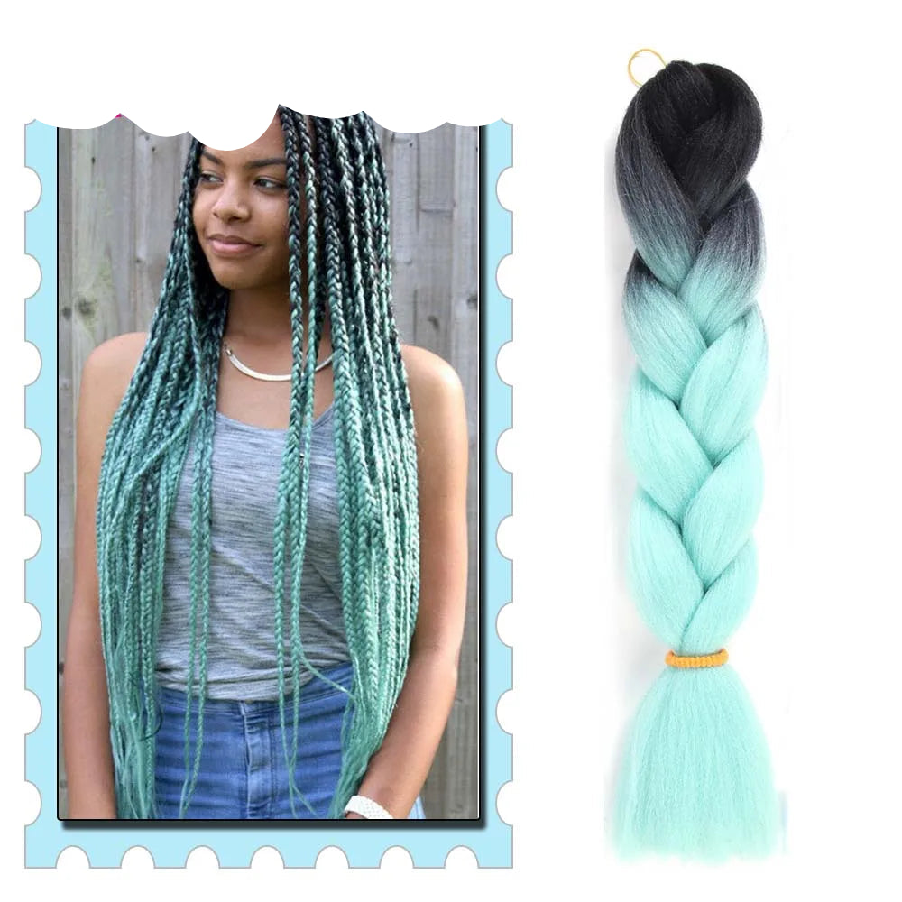 Braiding Hair Extensions for Women 4 Packs 24Inch High Temperature Ombre Jumbo Synthetic Braiding Hair for Twist Crochet Braids