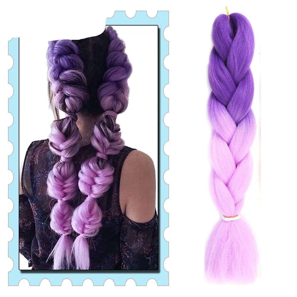 Synthetic Braiding Hair 24 Inch – Kanekalon Ombre Pre-Stretched Jumbo Braids
