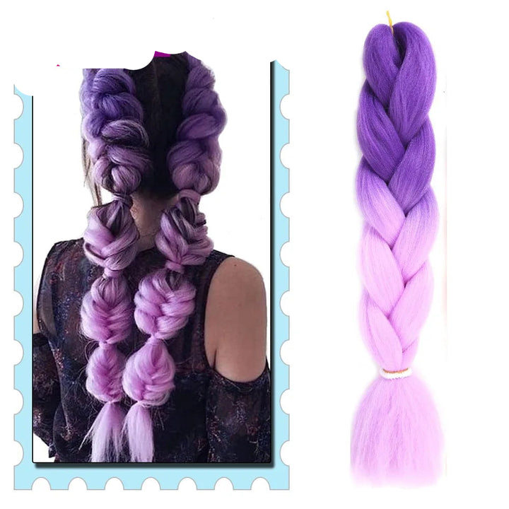 Braiding Hair Extensions for Women 4 Packs 24Inch High Temperature Ombre Jumbo Synthetic Braiding Hair for Twist Crochet Braids