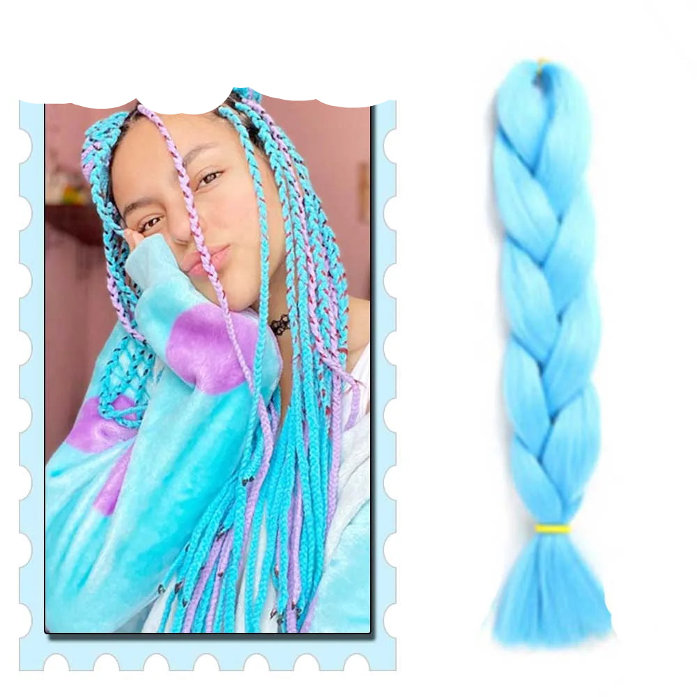 3/4/5/6 Packs Jumbo Braiding Hair 24 Inch Purple Jumbo Braids Hair Extensions for Women Synthetic Fiber Pink Blue Red Braid Hair