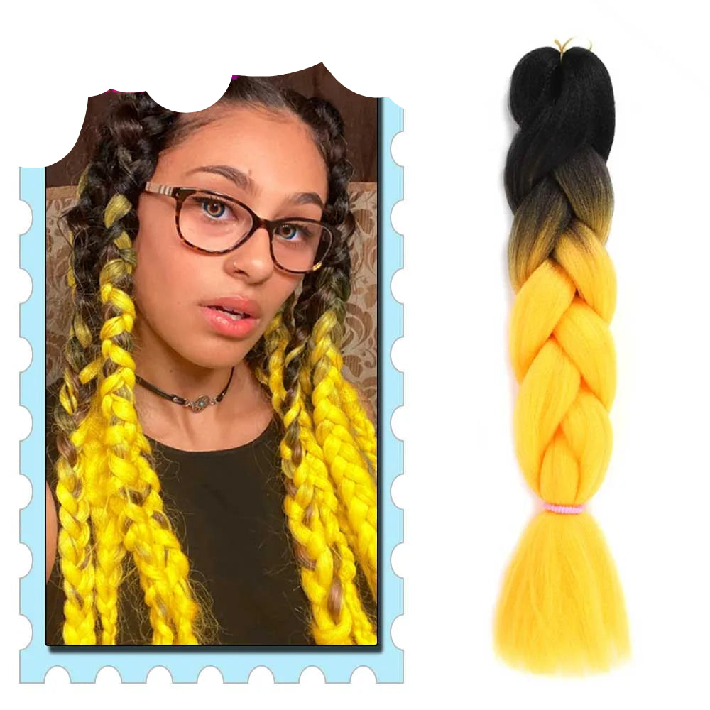 Braiding Hair Extensions for Women 4 Packs 24Inch High Temperature Ombre Jumbo Synthetic Braiding Hair for Twist Crochet Braids