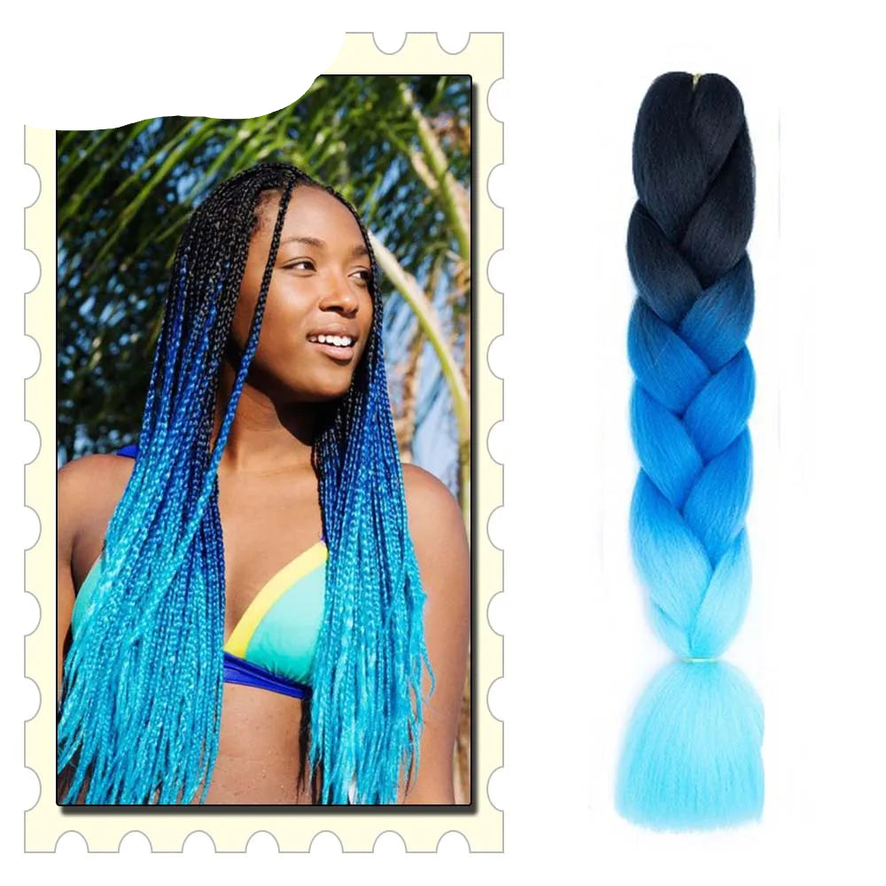 24" Pink Jumbo Braiding Hair – Yaki Texture Synthetic Bulk Extensions (Purple/Red/Green Options)