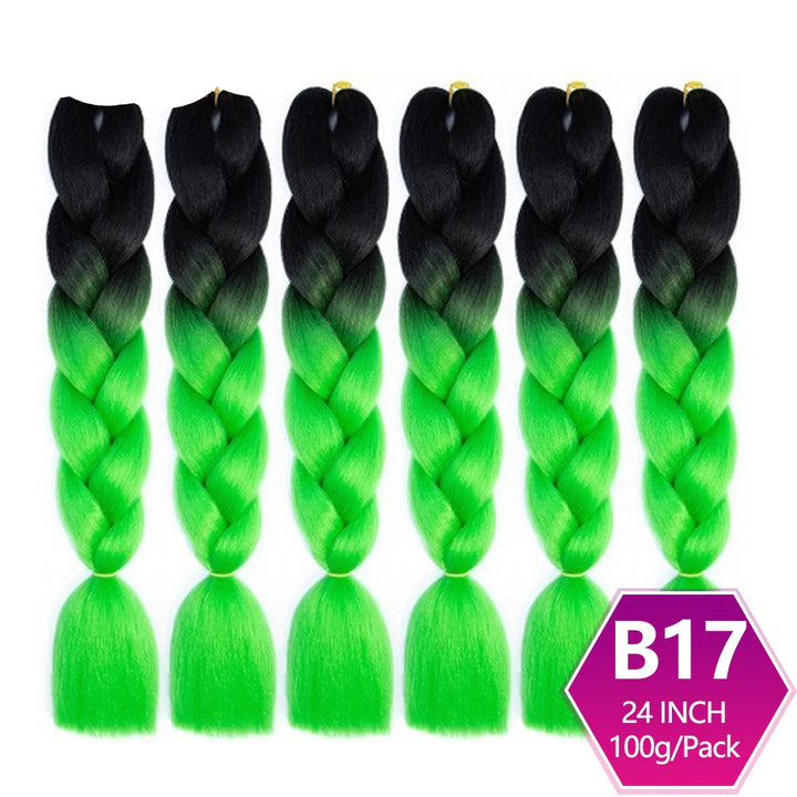 6 Packs 24 Inch Ombre Jumbo Braiding Hair – High-Temperature Synthetic Extensions for Twist & Crochet Braids