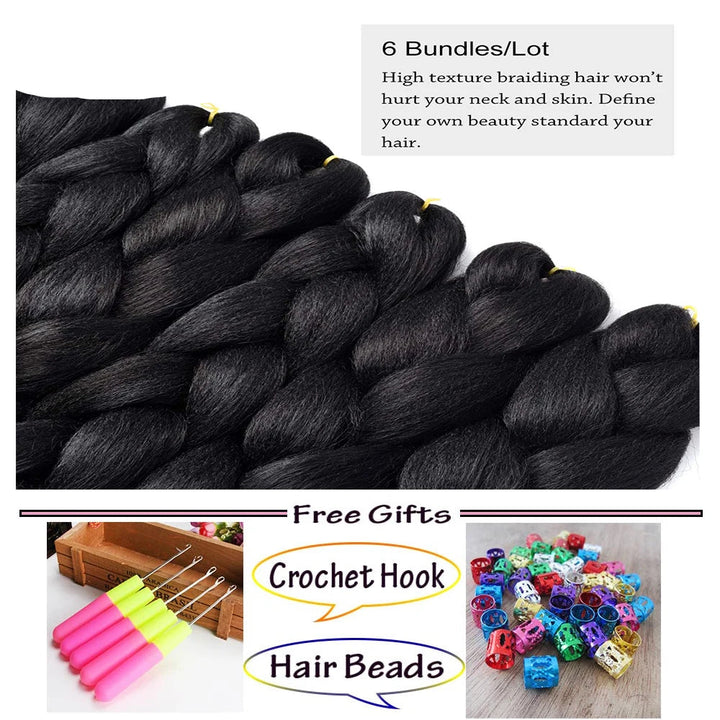 Black braiding hair extensions with free gifts