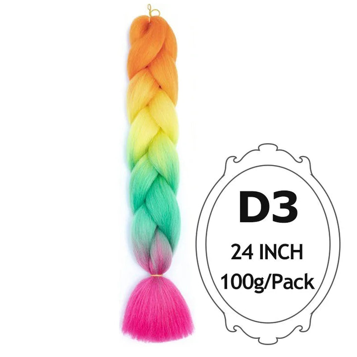 24 Inch Ombre Jumbo Braiding Hair – 5 Packs Yaki Texture Synthetic Extensions for Box Braids