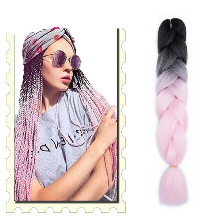 Synthetic Braiding Hair Extensions – Ombre Jumbo Braid Hair for Women, Wholesale DIY Hairstyle (Pink, Purple, Yellow)