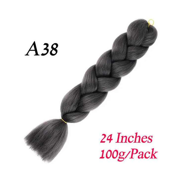 24 Inch Synthetic Jumbo Braiding Hair – Heat-Resistant Ombre Bulk Extensions for Braids