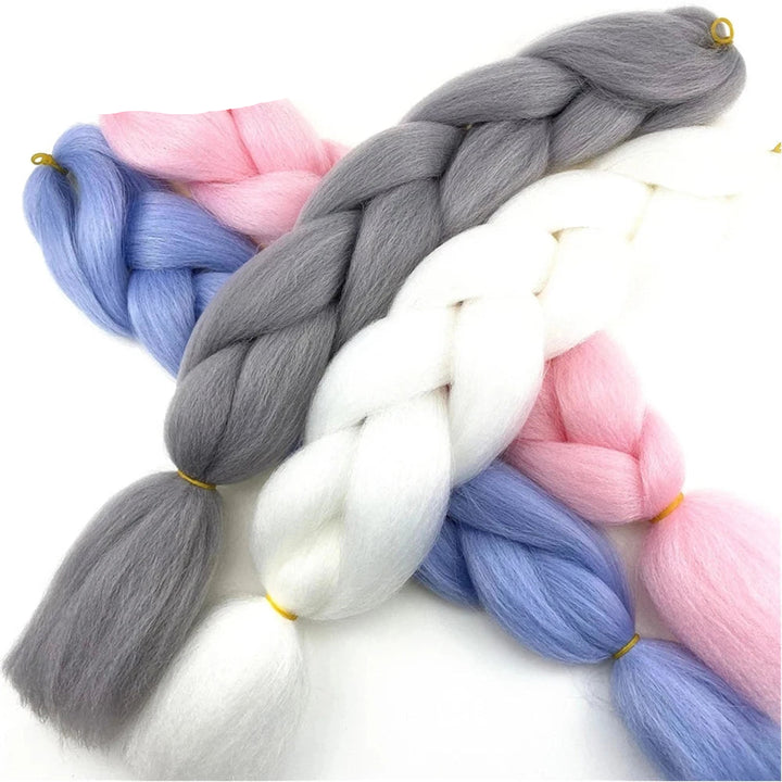 24 Inch Ombre Jumbo Braiding Hair – 5 Packs Yaki Texture Synthetic Extensions for Box Braids