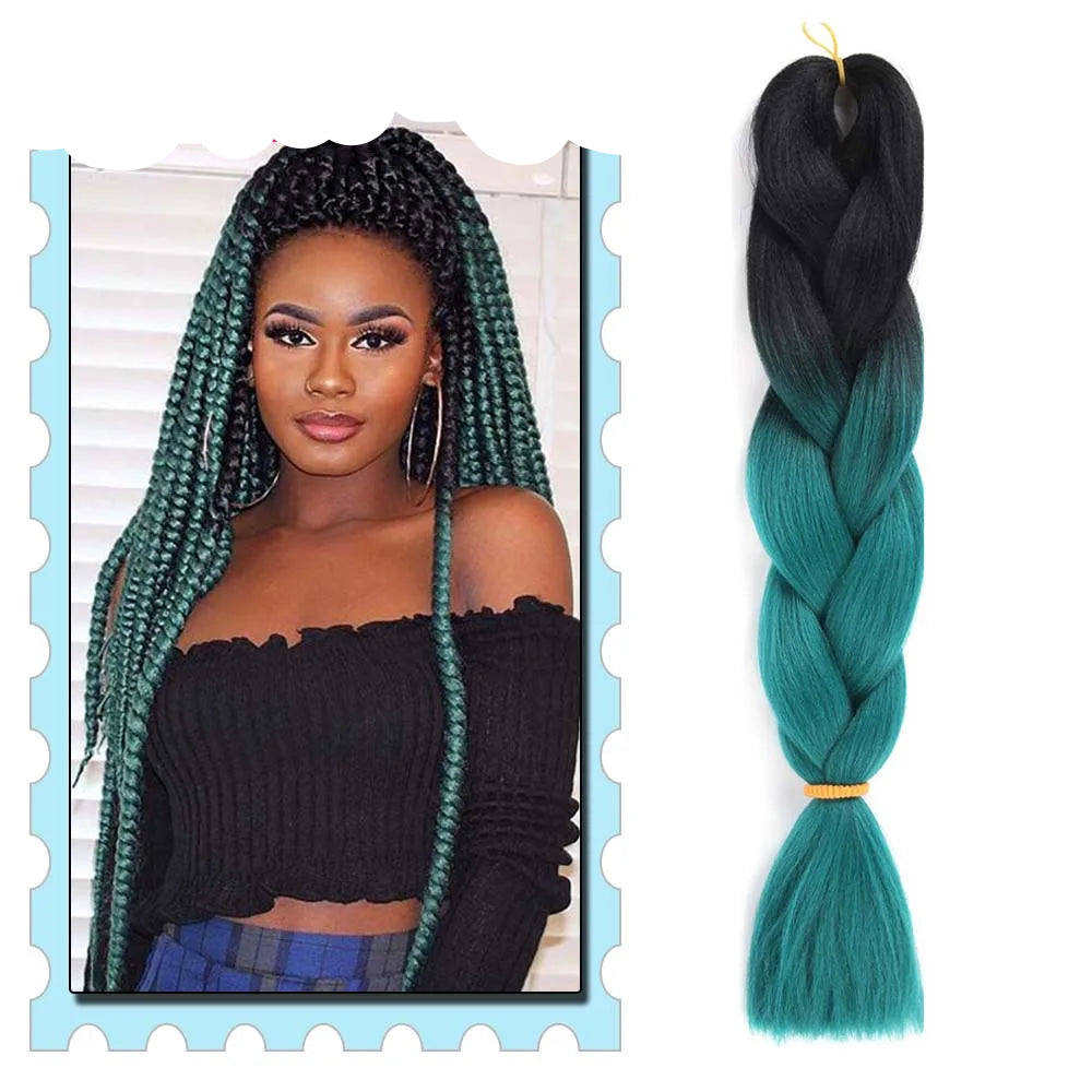 Braiding Hair Extensions for Women 4 Packs 24Inch High Temperature Ombre Jumbo Synthetic Braiding Hair for Twist Crochet Braids
